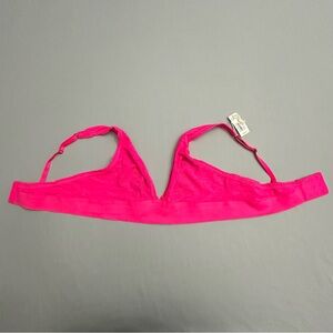 Aerie Smoothez Balconette Bra Size Large L Bright Neon Pink Lace Cups Adjustable